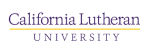 Logo of California Lutheran University. The text "California Lutheran" is written in purple with a yellow underline and "UNIVERSITY" is written below in black uppercase letters.